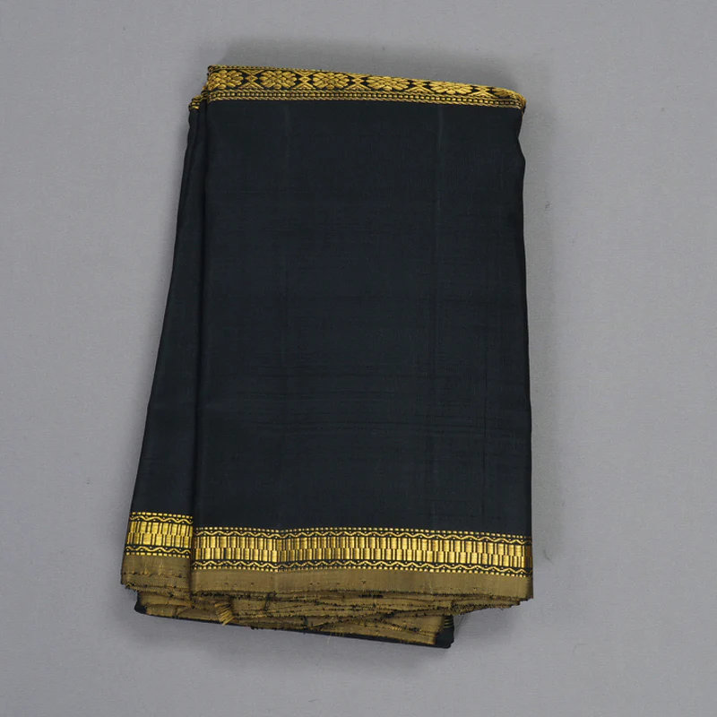 Hayagrivas Handloom Black Kanjivaram Silk Saree KBF250E12-1 - Image 2