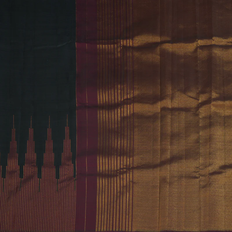 Hayagrivas Handloom Black Kanjivaram Silk Saree with Maroon Border SSCBF70E21-1 - Image 6