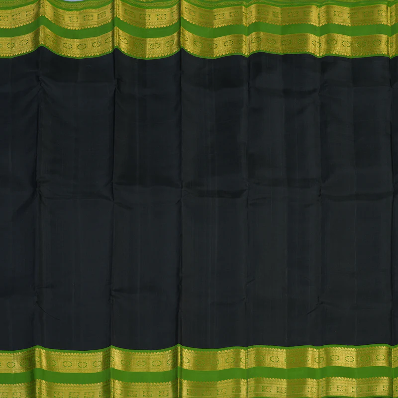 Hayagrivas Handloom Black Kanjivaram Silk Saree with Olive Green Border KBE2429C2-1 - Image 4