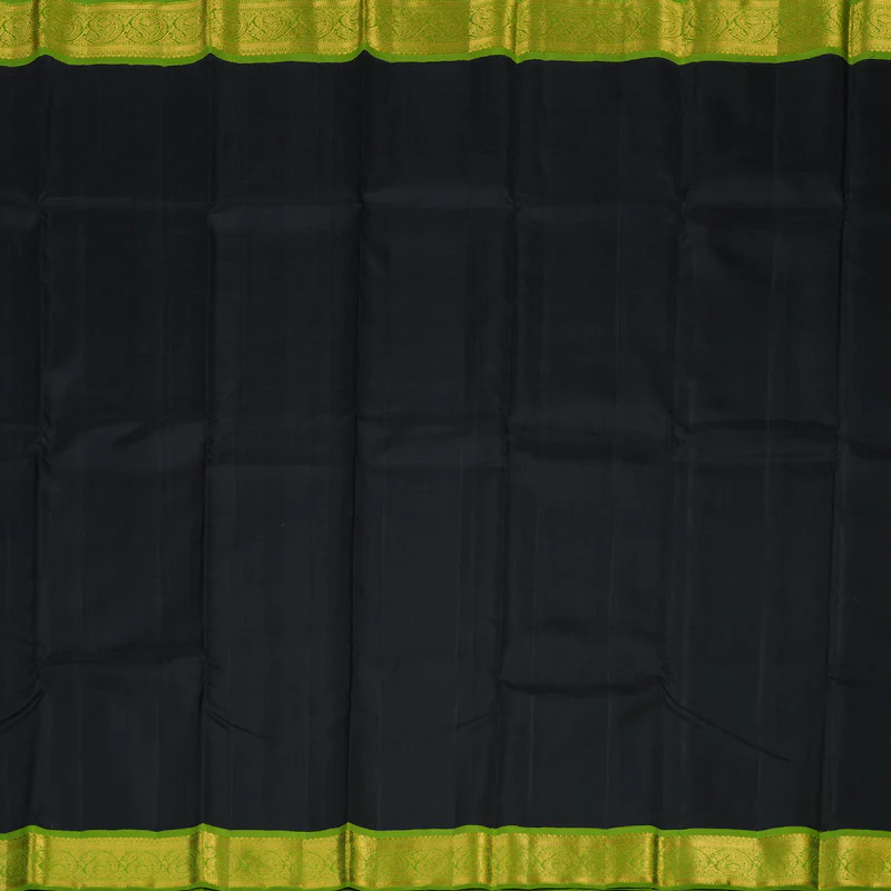 Hayagrivas Handloom Black Kanjivaram Silk Saree with Parrot Green Border KBE2022L2-4 - Image 5
