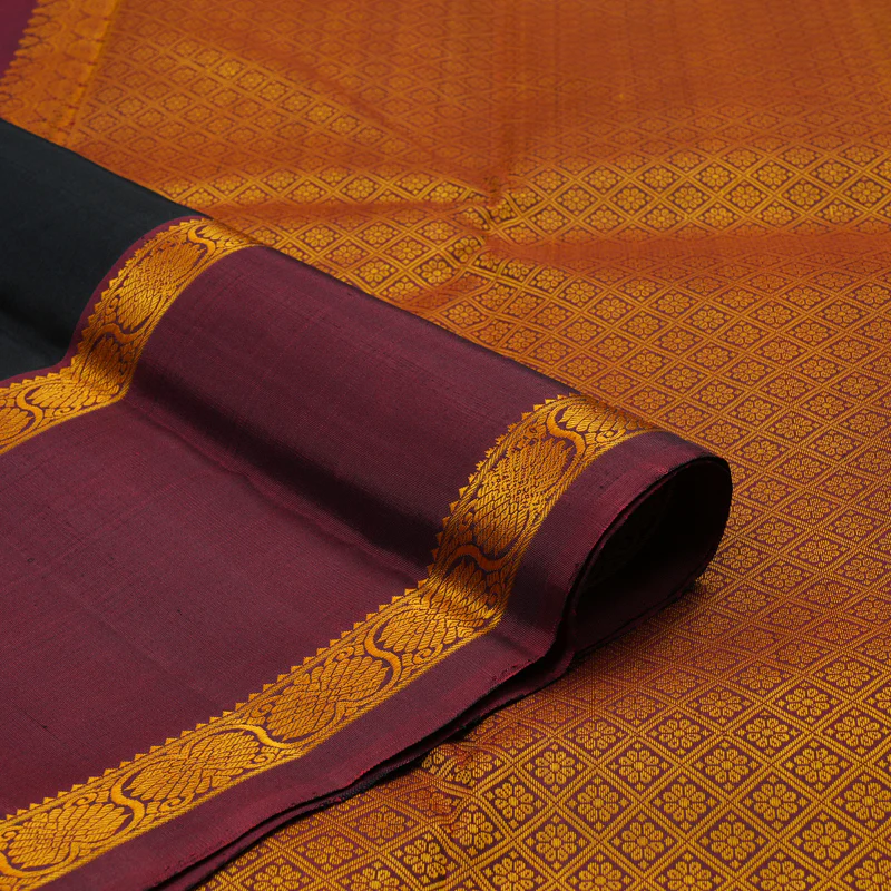 Hayagrivas Handloom Thread Work Silk Saree in Classic Black KBE1439J5-1 - Image 3