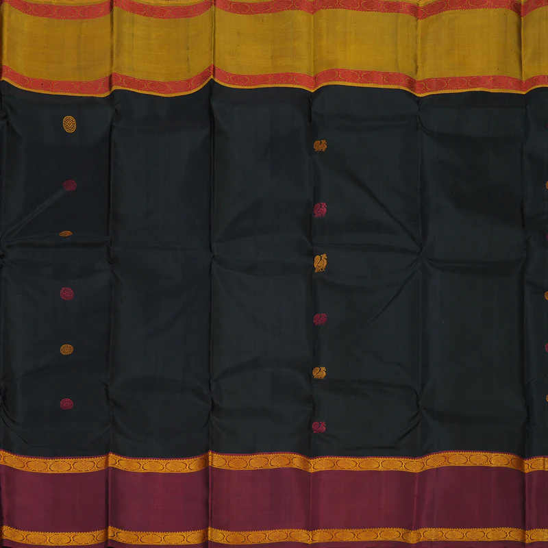 Hayagrivas Handloom Thread Work Silk Saree in Classic Black KBE1439J5-1 - Image 4