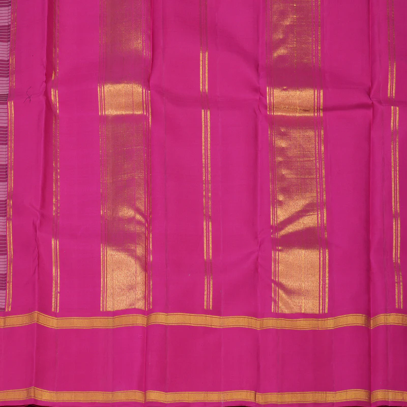Hayagrivas Handloom Black & White Checks Kanjivaram Silk Saree with Magenta Border KBE1378J3-1 - Image 7
