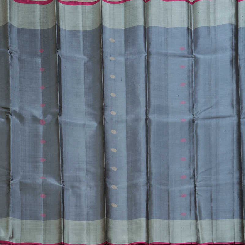 Hayagrivas Handloom Bluish-Grey Kanjivaram Silk Saree KBE866H9-3 - Image 4