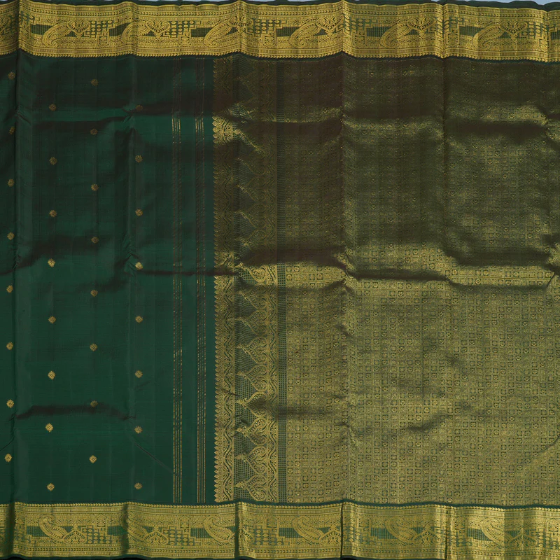 Hayagrivas Handloom Bottle Green Kanjivaram Silk Saree KBF39D7-1 - Image 5