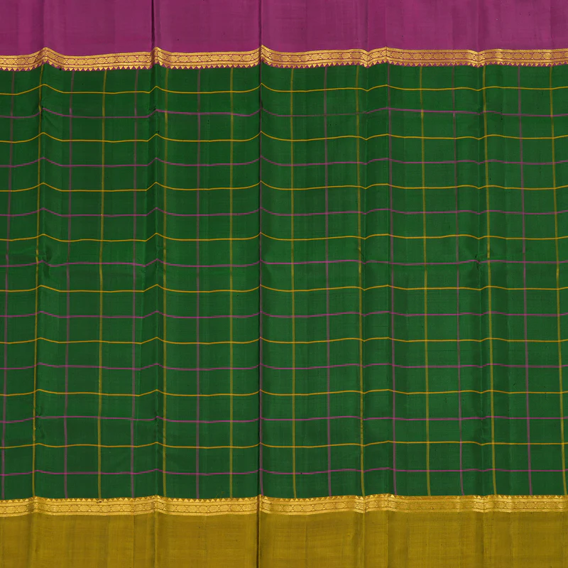 Hayagrivas Handloom Bottle Green Kanjivaram Silk Saree with Ganga Jumna Border KBE1040I4-1 - Image 3