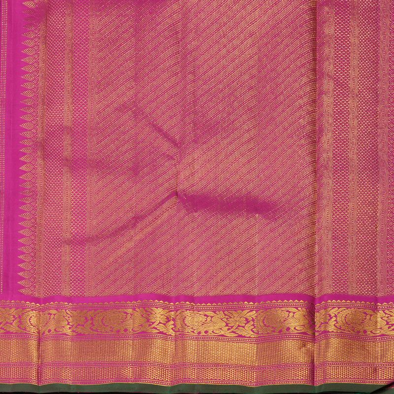 Hayagrivas Handloom Bottle Green Kanjivaram Silk Saree with Magenta Border KBE1582K3-2 - Image 7