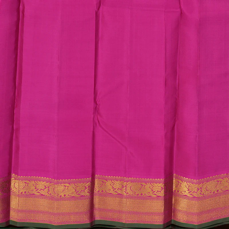 Hayagrivas Handloom Bottle Green Kanjivaram Silk Saree with Magenta Border KBE1582K3-2 - Image 8