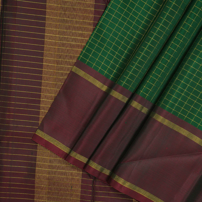 Hayagrivas Handloom Bottle Green Kanjivaram Silk Saree with Manthalir border KBD2089C12-1 - Image 2