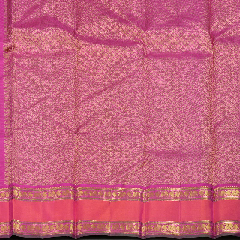 Hayagrivas Handloom Bottle Green Kanjivaram Silk Saree with Orangish-Pink Border KBE2532C8-1 - Image 7