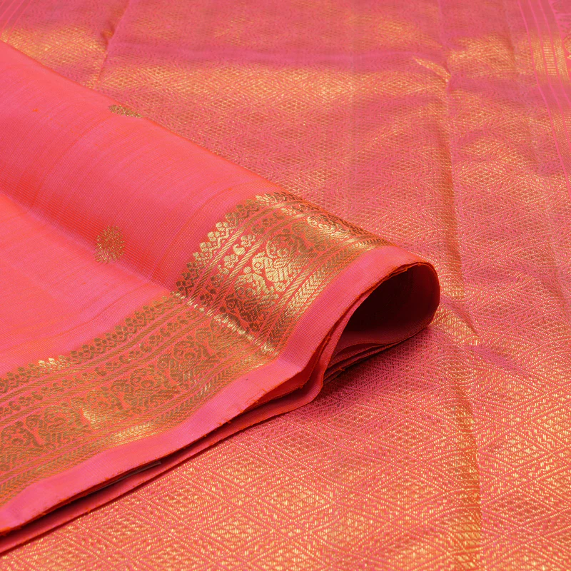 Hayagrivas Handloom Bright Peach Pink Kanjivaram Silk Saree BE818-SBS KBEL818C1-1 - Image 3