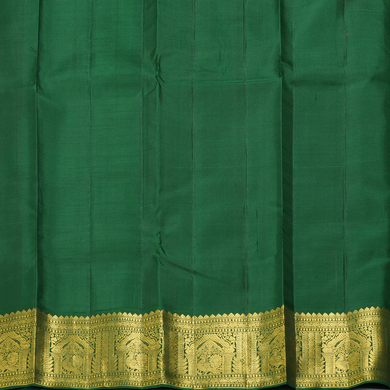 Hayagrivas Handloom Bright Pink Kanjivaram Silk Saree with Bottle Green Border KBF325E2-3 - Image 6