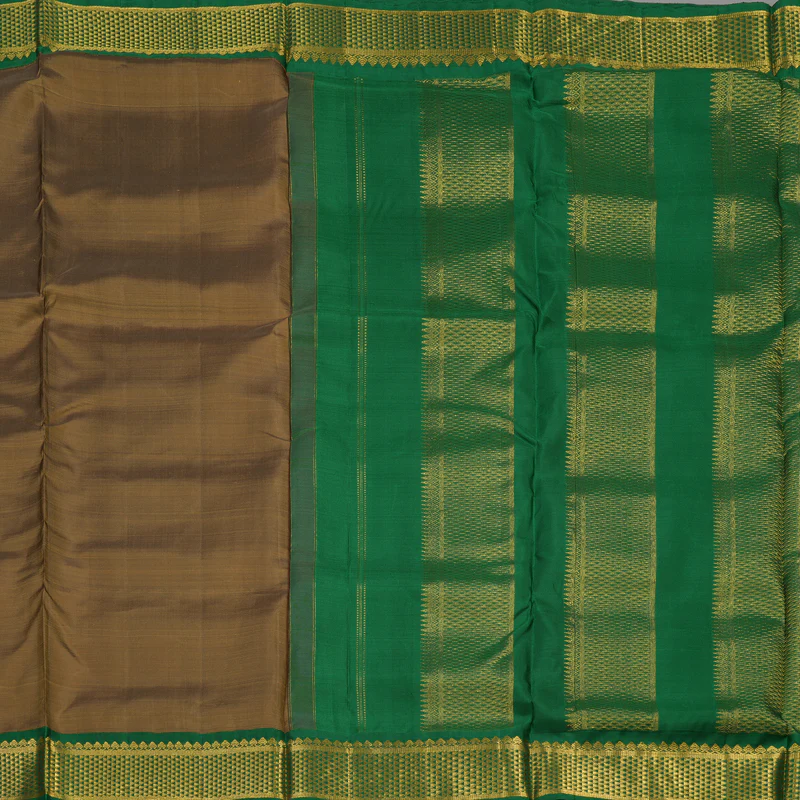 Hayagrivas Handloom Khaki Brown Ten Yards Silk Madisar Saree KBE772H5-2 - Image 4