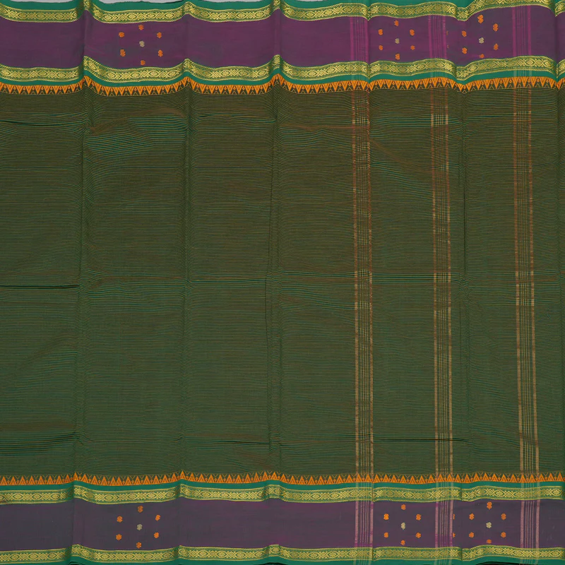 Hayagrivas Handloom Cotton Saree in Rich Bottle Green shade KBE396E4-1 - Image 3