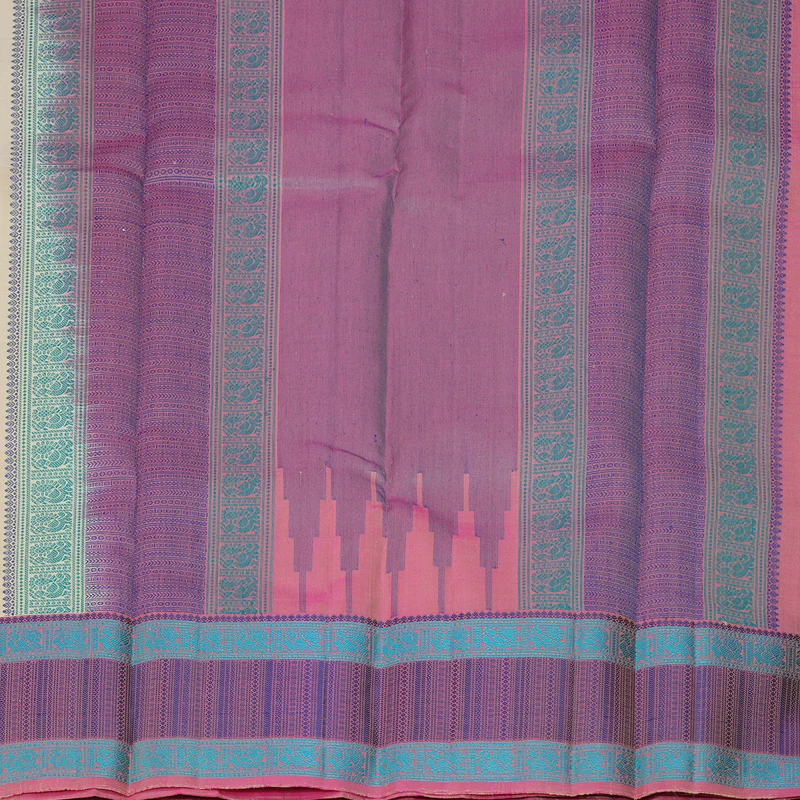 Hayagrivas Handloom Cream Kanjivaram Silk Saree with Pink Border KBF287E12-3 - Image 5