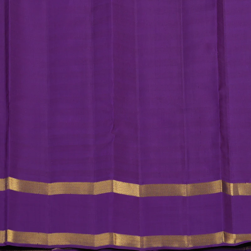 Hayagrivas Handloom Cream & Pista Green Checks Kanjivaram Silk Saree with Purple Border KBE2457C4-1 - Image 8