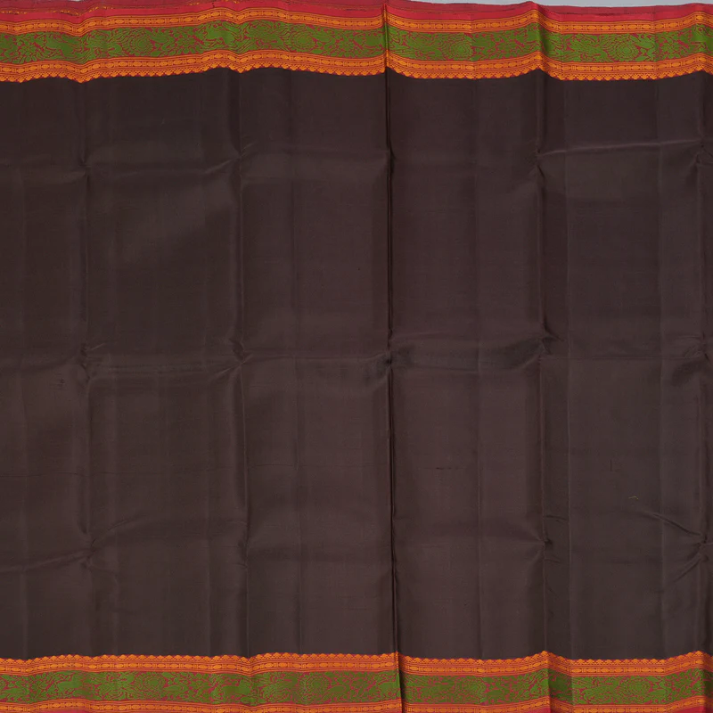 Hayagrivas Handloom Dark Chocolate Brown Kanjivaram Silk Saree with Maroon Border KBF287E11-1 - Image 3