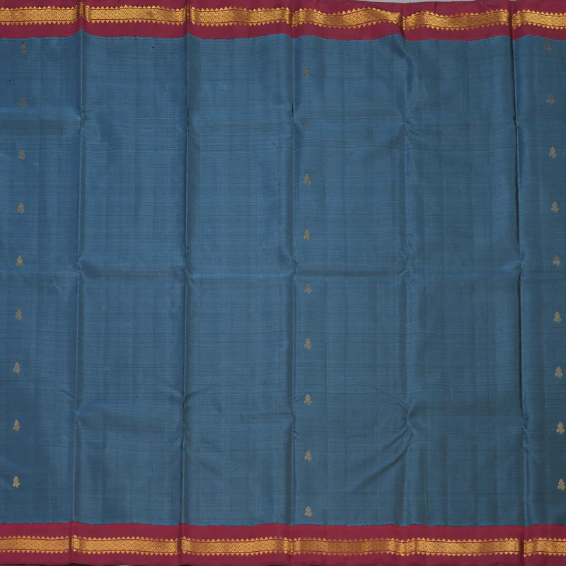 Hayagrivas Handloom Dark Grey Kanjivaram Silk Saree with Maroon border KBE1982L7-1 - Image 5