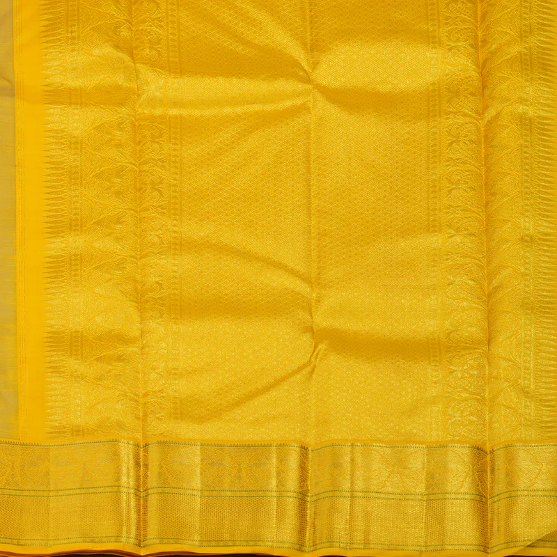 Hayagrivas Handloom Dark Grey Kanjivaram Silk Saree with Yellow Border KBE1861L21-1 - Image 6