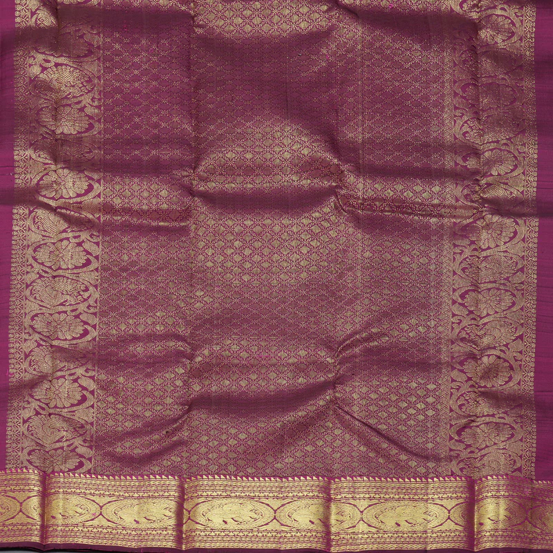 Hayagrivas Handloom Dark Lotus Pink Kanjivaram Silk Saree with Wine Purple Border KBF210E21-3 - Image 4