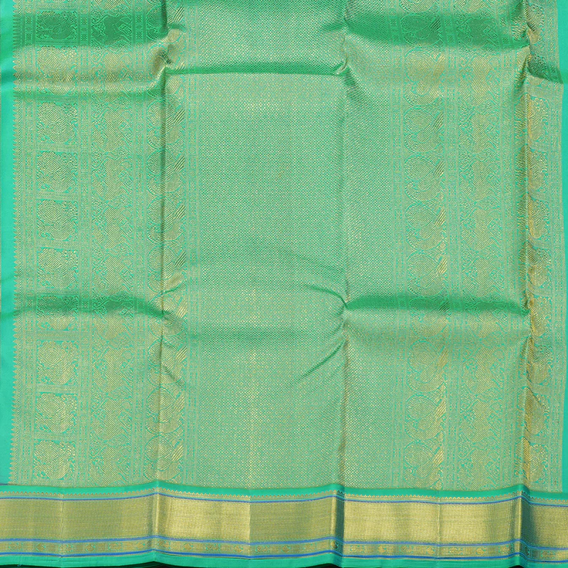 Hayagrivas Handloom Dark Pink Kanjivaram Silk Saree with Sea Green Border KBE853H7-4 - Image 6
