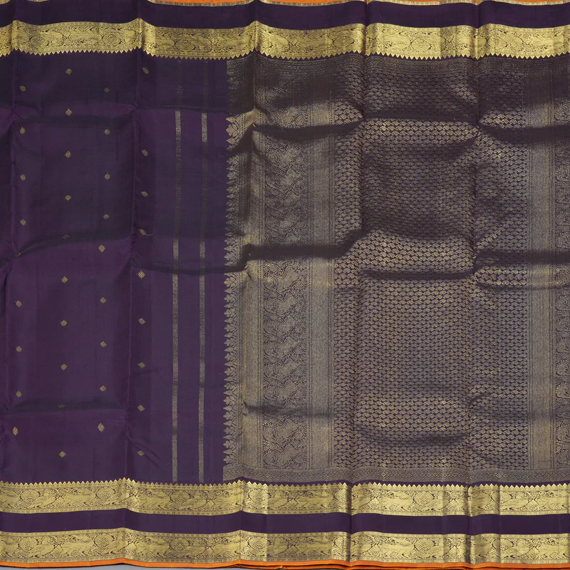 Hayagrivas Handloom Dark Purple Kanjivaram Silk Saree KBE2514C11-1 - Image 4