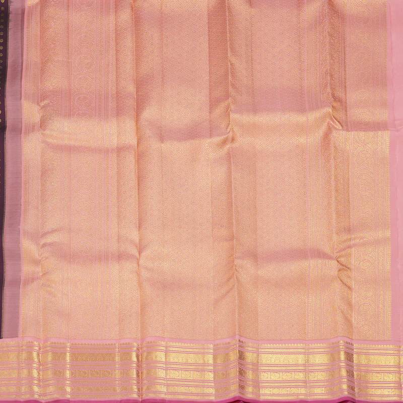 Hayagrivas Handloom Dark Purple Kanjivaram Silk Saree with Peach Pink Border SSCBF70E16-5 - Image 4