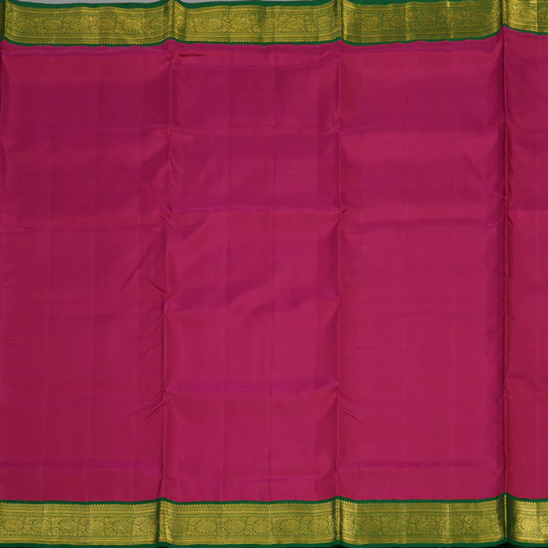 Hayagrivas Handloom Deep Pink Kanjivaram Ten Yards Silk Saree with Dark Green Border KBE997I9-3 - Image 3