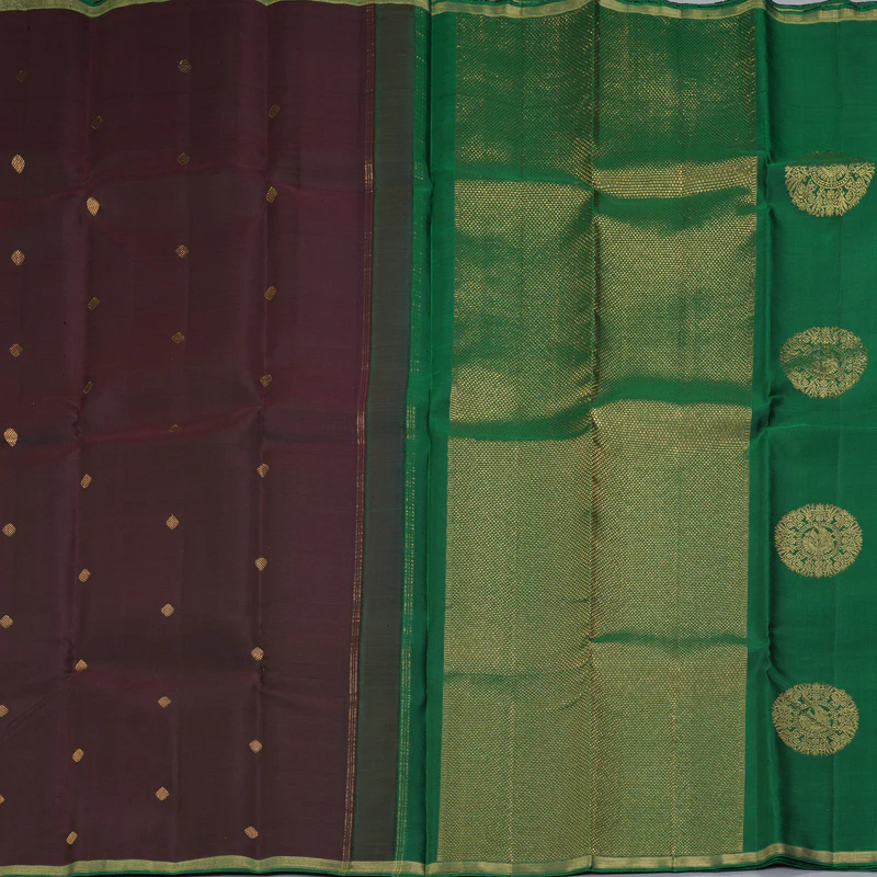 Hayagrivas Handloom Deep Snuff Kanjivaram Silk Saree KBF257E24-5 - Image 4