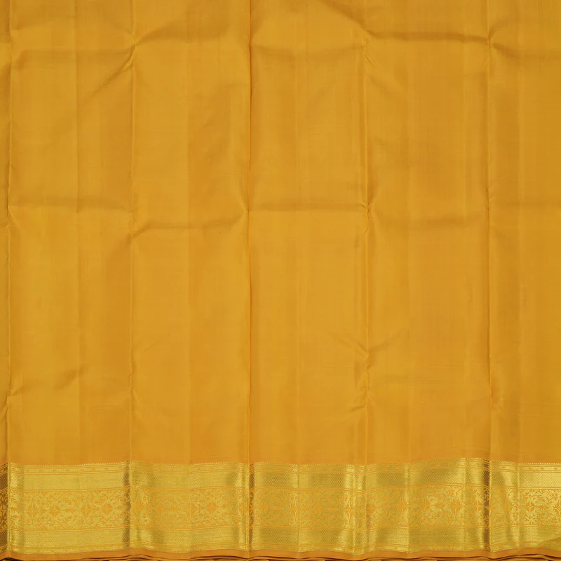 Hayagrivas Handloom Deep Violet Kanjivaram Pattu Pavadai with Mango Yellow Border KBE1067I4-2 - Image 3