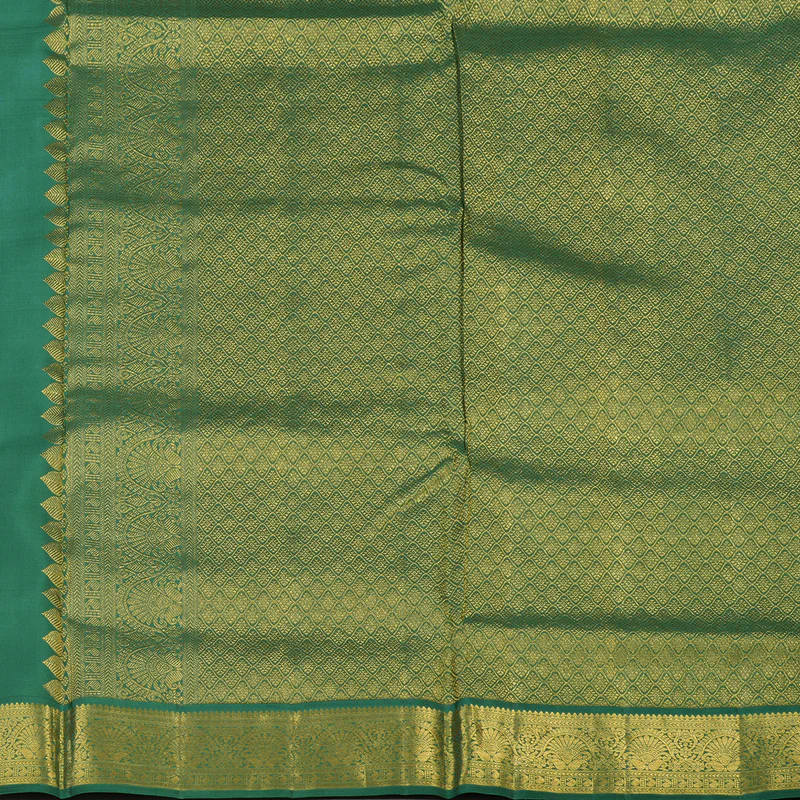 Hayagrivas Handloom Dual Toned Blue & Yellow Ten Yards Silk Saree KBE2509C1-1 - Image 5