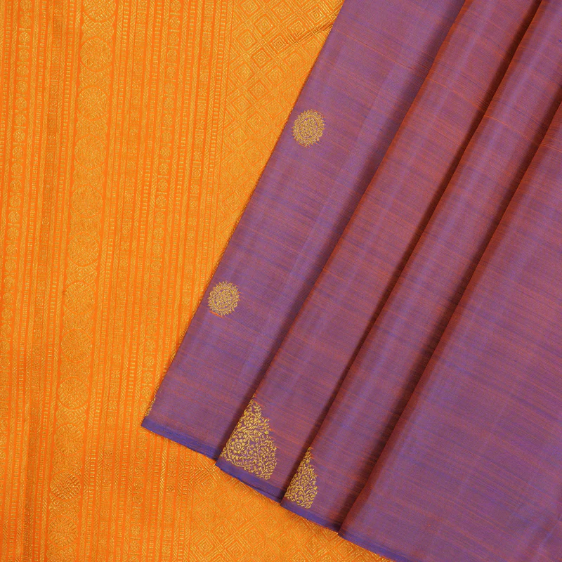 Hayagrivas Handloom Dual-Toned Purple & Orange Kanjivaram Silk Saree BE782-SBS  KBEL782C1-1 - Image 2