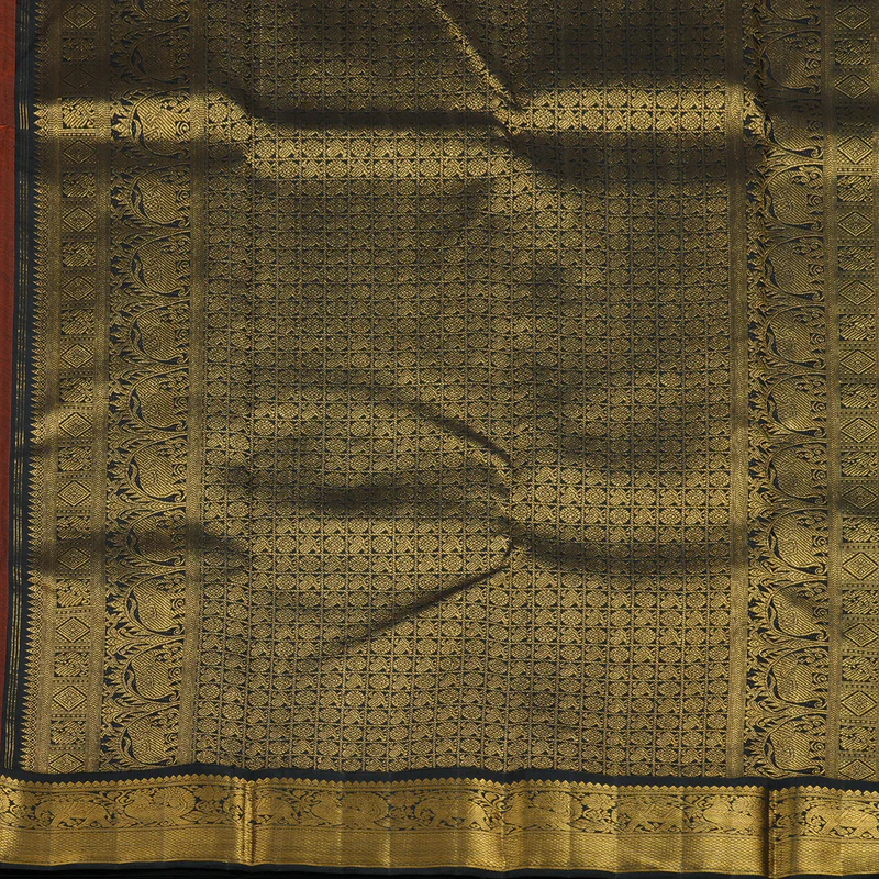 Hayagrivas Handloom Fanta Orange Kanjivaram Silk Saree with Black Border KBF5D3-2 - Image 6