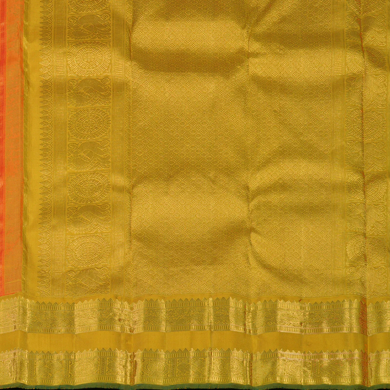 Hayagrivas Handloom Fanta Orange Kanjivaram Silk Saree with Gold Border KBE2193A2-1 - Image 6