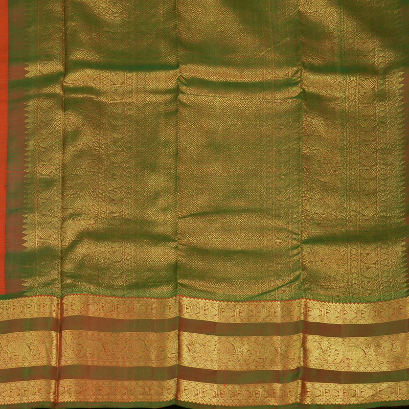 Hayagrivas Handloom Fanta Orange Kanjivaram Silk Saree with Manthalir Border KBD2011B7-1 - Image 6
