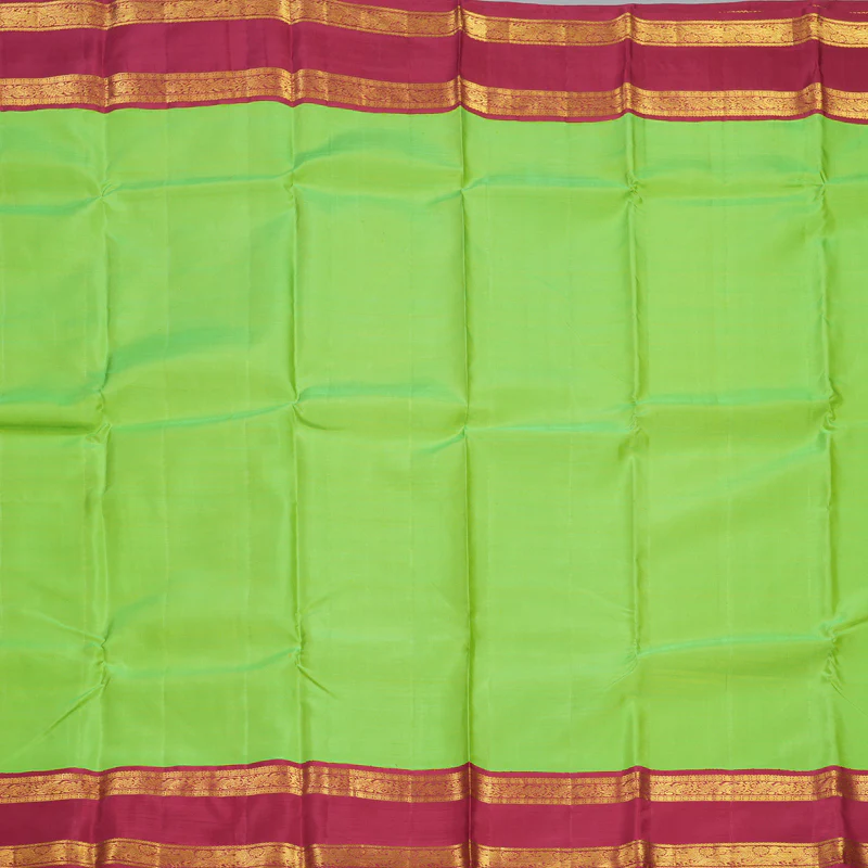 Hayagrivas Handloom Fluorescent Green Kanjivaram Silk Saree with Maroon Border KBE2535C10-1 - Image 3