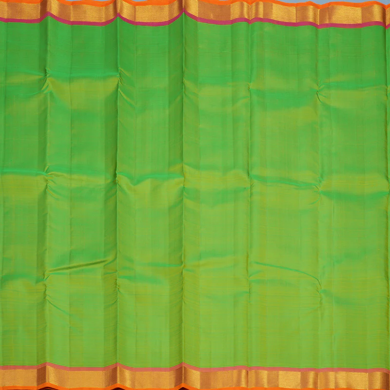 Hayagrivas Handloom Fluorescent Green Kanjivaram Silk Saree with Onion Pink Border KBF78D1-1 - Image 6