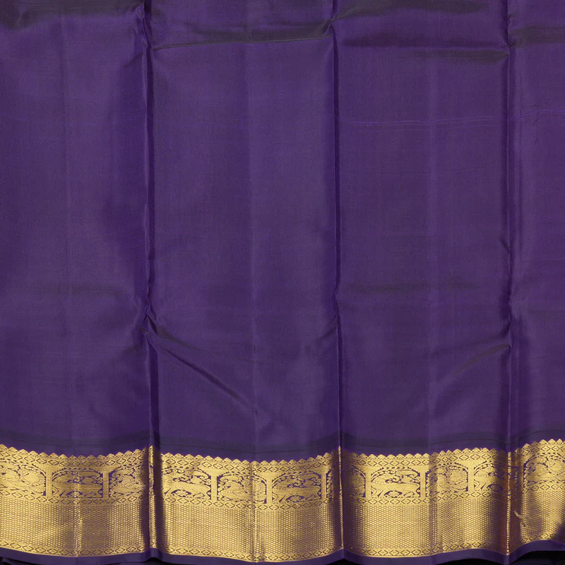 Hayagrivas Handloom Gold Kanjivaram Silk Saree with Violet Border KBF264E14-1 - Image 6
