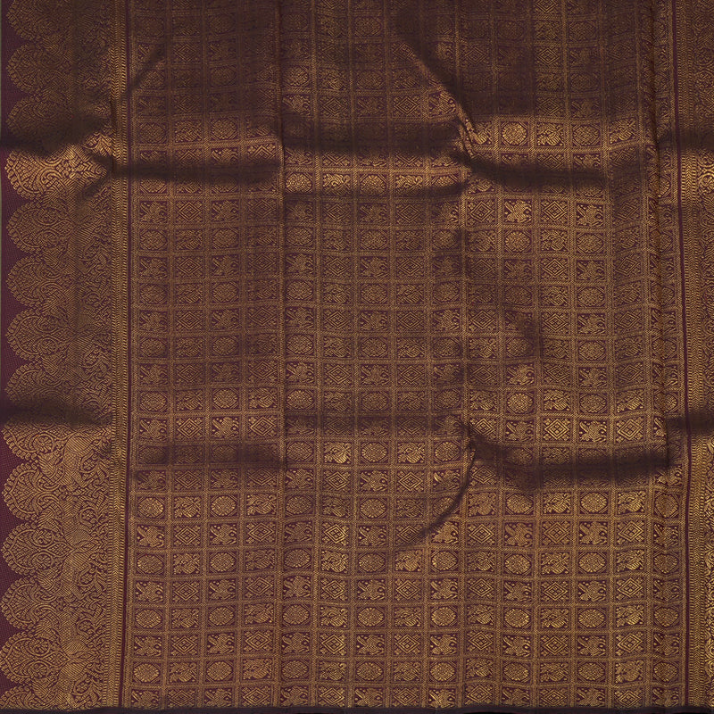 Hayagrivas Handloom Greenish-Grey Kanjivaram Silk Saree with Turning Border KBE2428C3-1 - Image 6