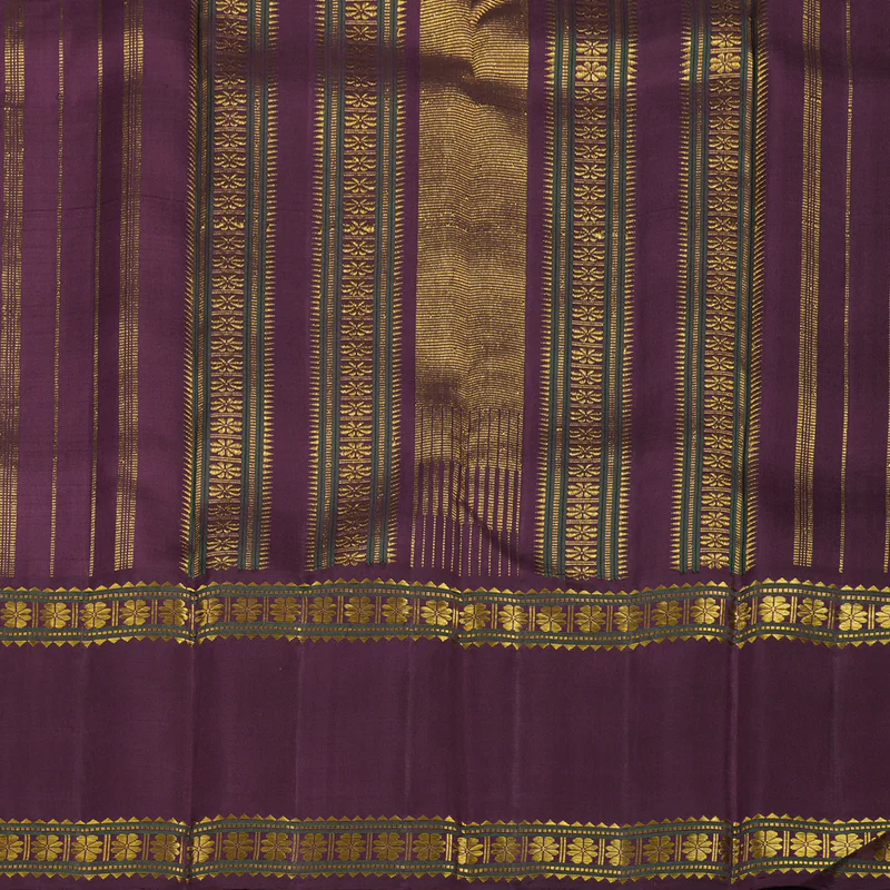 Hayagrivas Handloom Half-White Kanjivaram Silk Saree with Burgundy Border KBE2480C1-1 - Image 6