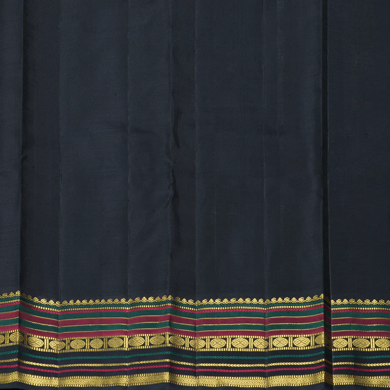 Hayagrivas Handloom Half-White Kanjivaram Silk Saree with Karum Neelam Border KBF463F3-1 - Image 6