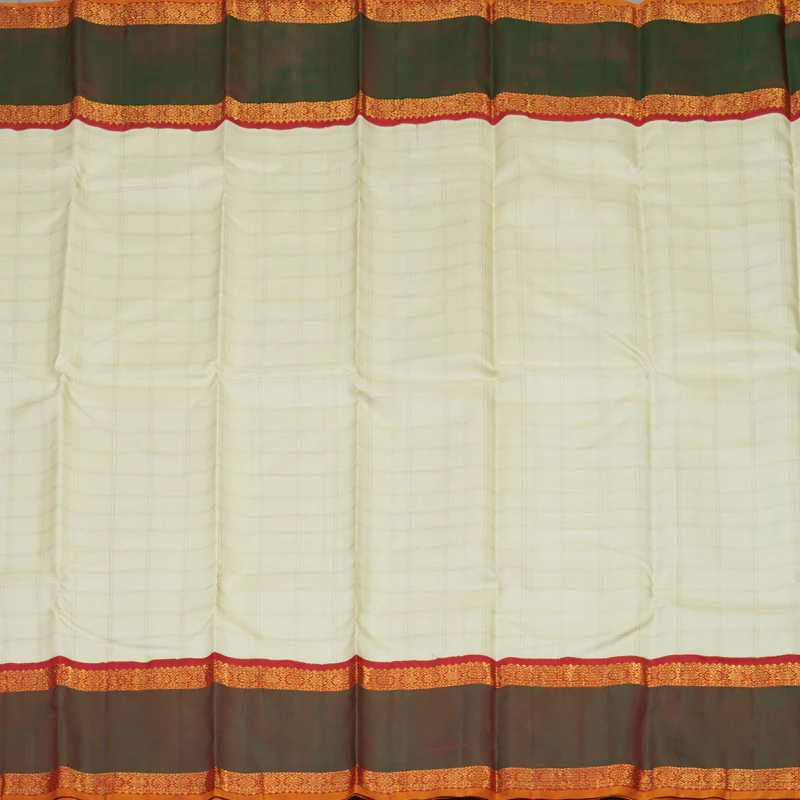 Hayagrivas Handloom Half White Kanjivaram Silk Saree with Manthalir Border KBE1471J1-1 - Image 5