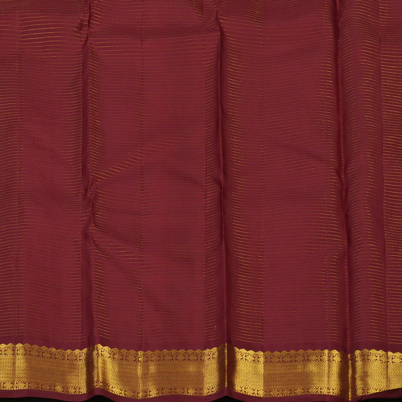 Hayagrivas Handloom Half-White Kanjivaram Silk Saree with Maroon Border KBE856H3-6 - Image 8