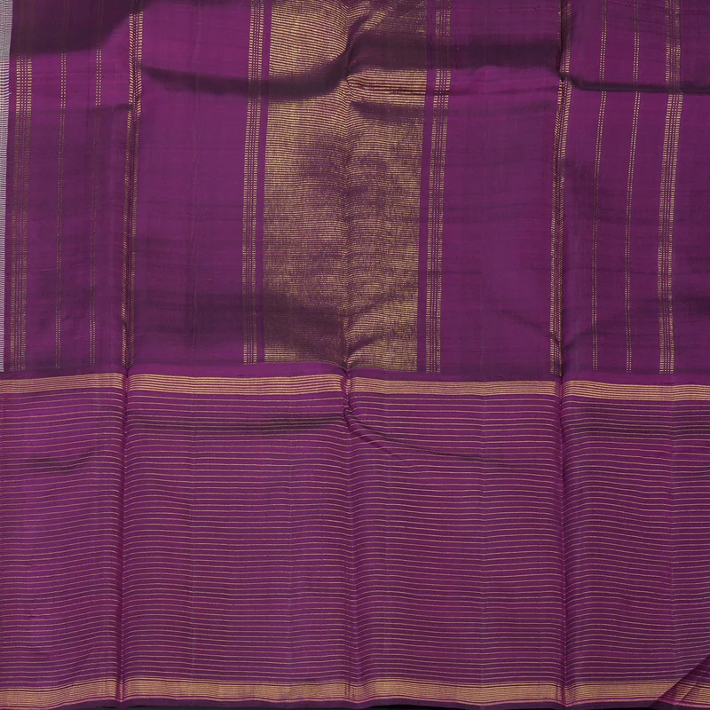 Hayagrivas Handloom Half-White Kanjivaram Silk Saree with Purple Border KBE2080A5-1 - Image 7