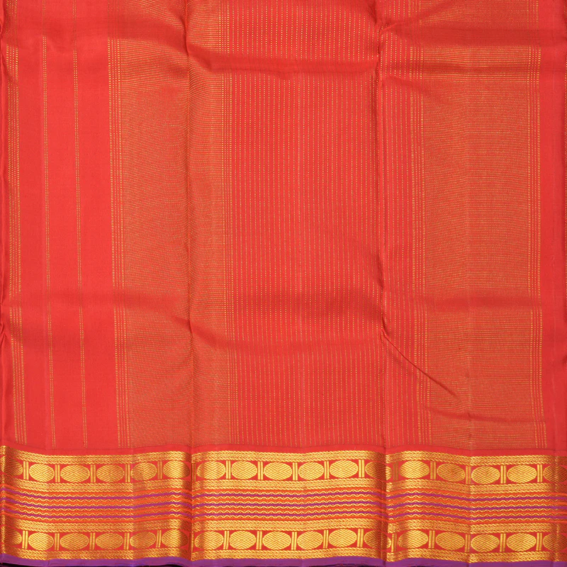 Hayagrivas Handloom Half-White Kanjivaram Silk Saree with Red Border KBF310E19-1 - Image 5