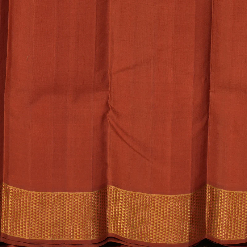 Hayagrivas Handloom Half-White Kanjivaram Silk Saree with Rust Orange Border KBE2053A2-2 - Image 8