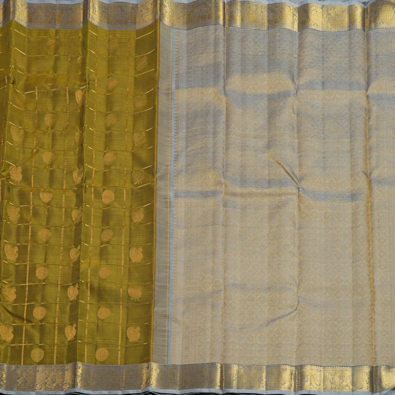 Hayagrivas Handloom Honey Kanjivaram Silk Saree with Lilac-Grey Border KBF216E4-1 - Image 5