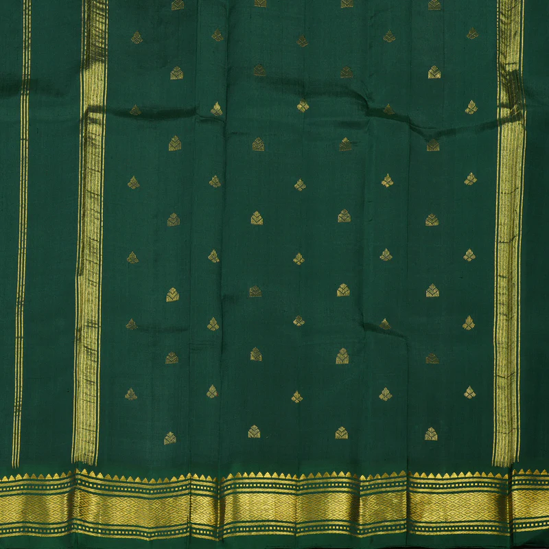 Hayagrivas Handloom Kanjivaram One side Border with Grey with Bottle Green KBE581F1-29 - Image 5