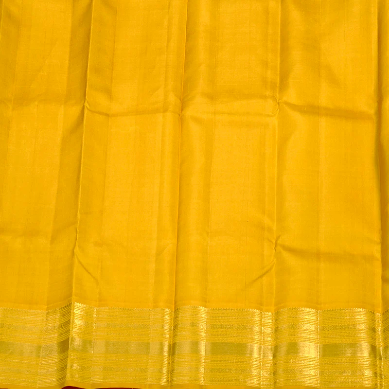 Hayagrivas Handloom Kanjivaram Pattu Pavadai in Maroon with Mango Yellow KBE552F31-2 - Image 3