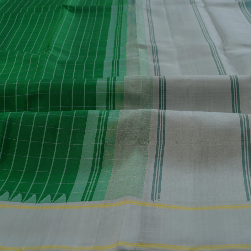 Hayagrivas handloom Kanjivaram silk saree in Dark Green with Grey  BBC1209K17-1 - Image 3